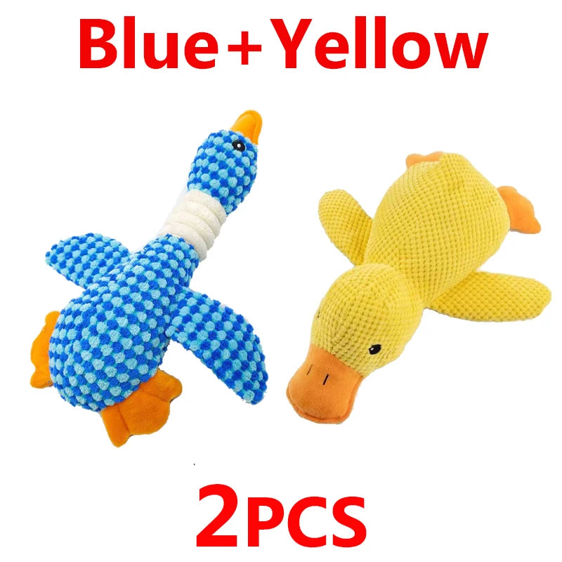2PCS Squeaky Duck Dog Chew Toy, Durable Pineapple Fabric Interactive Quacking Toy for Dogs Aggressive Chewers