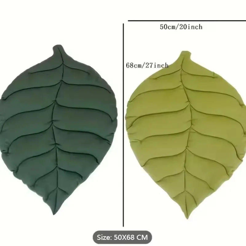 100% Cotton Leaf Shaped Pet Bed Mat, Double-Sided Washable Kennel Cushion for Small Cats & Puppies, Breathable Floor Sleeping Rug for Home Indoor Use