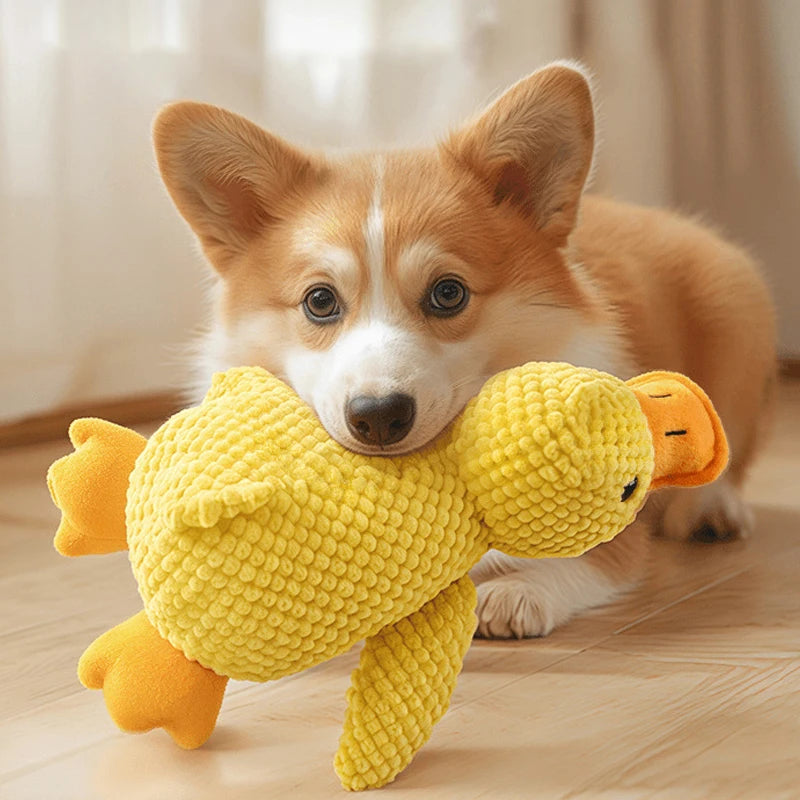 2PCS Squeaky Duck Dog Chew Toy, Durable Pineapple Fabric Interactive Quacking Toy for Dogs Aggressive Chewers