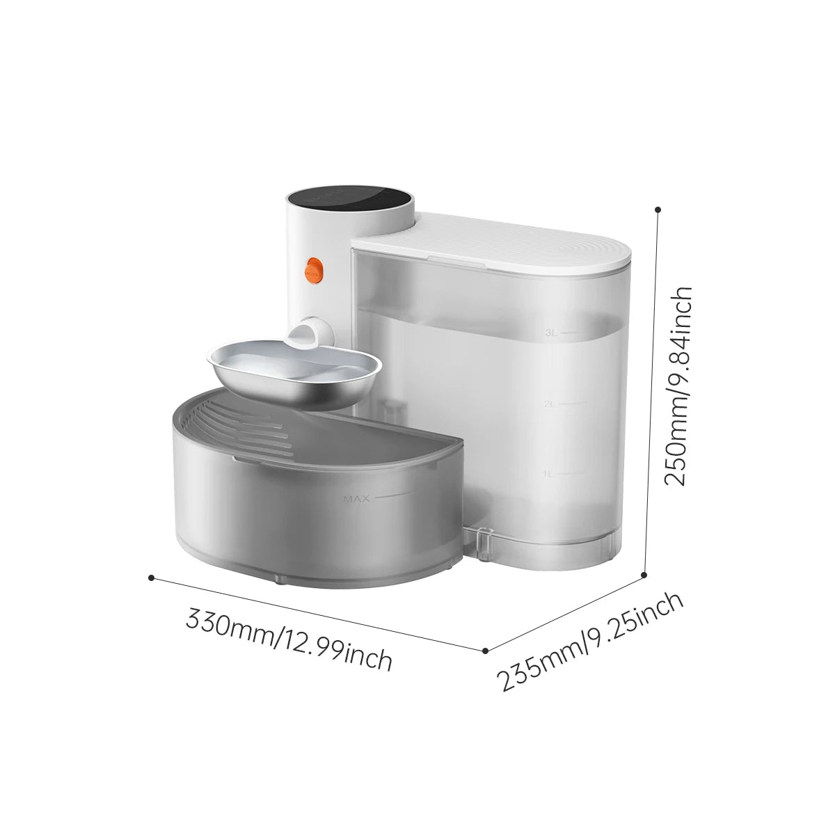 Automatic Feeder & Filtered Water Dispenser 2-in-1 Stainless Steel Pet Feeder