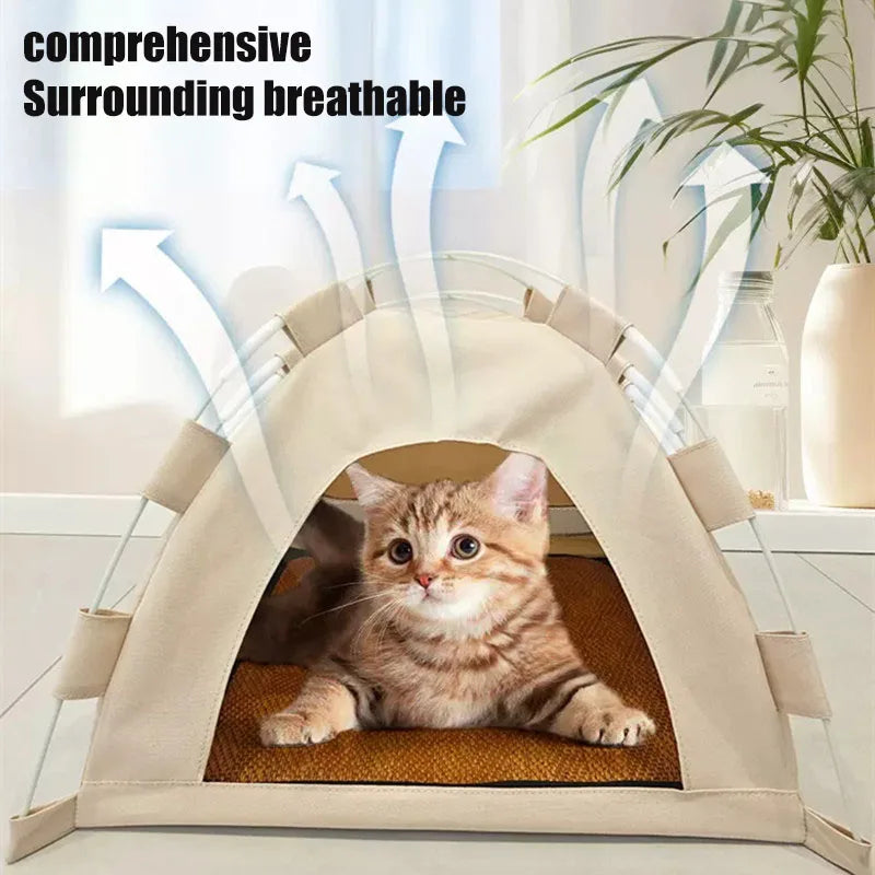 Warm Clamshell Cat Tent Bed with Soft Cushion, Indoor Foldable Kitten House Cave Sofa Bed for Small Pets