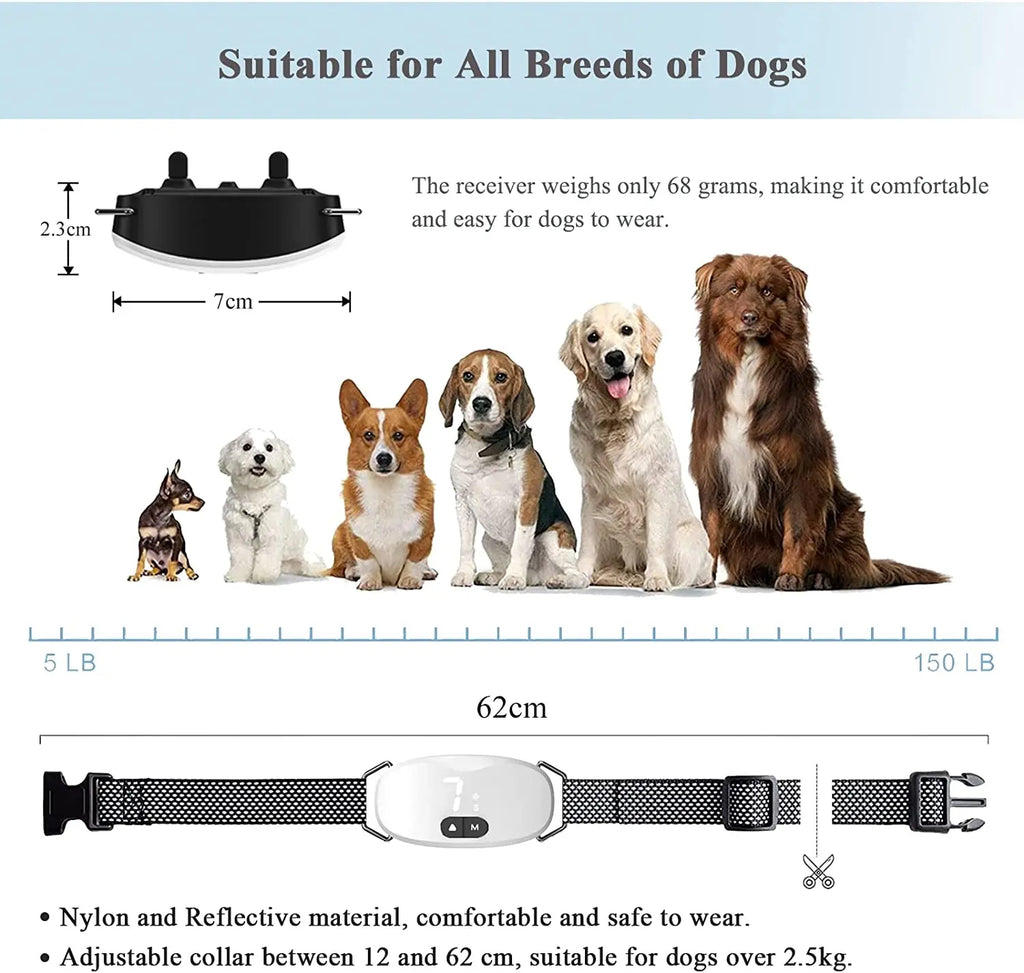 Waterproof Rechargeable Dog Anti Bark Collar Shock Vibration Sound LED No Barking Training Collar for All Breeds