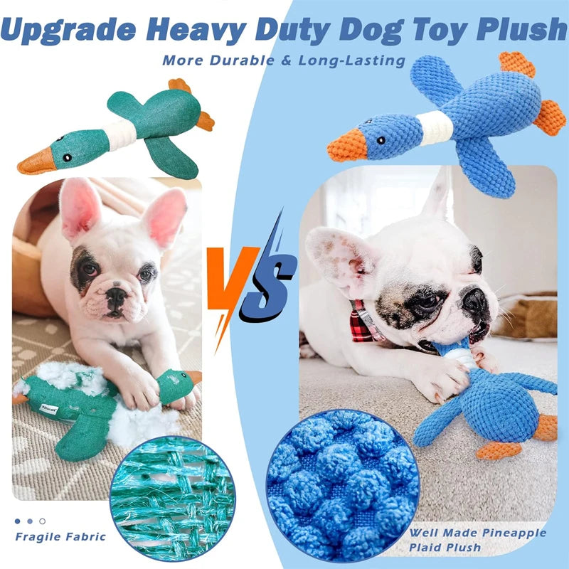 2PCS Squeaky Duck Dog Chew Toy, Durable Pineapple Fabric Interactive Quacking Toy for Dogs Aggressive Chewers