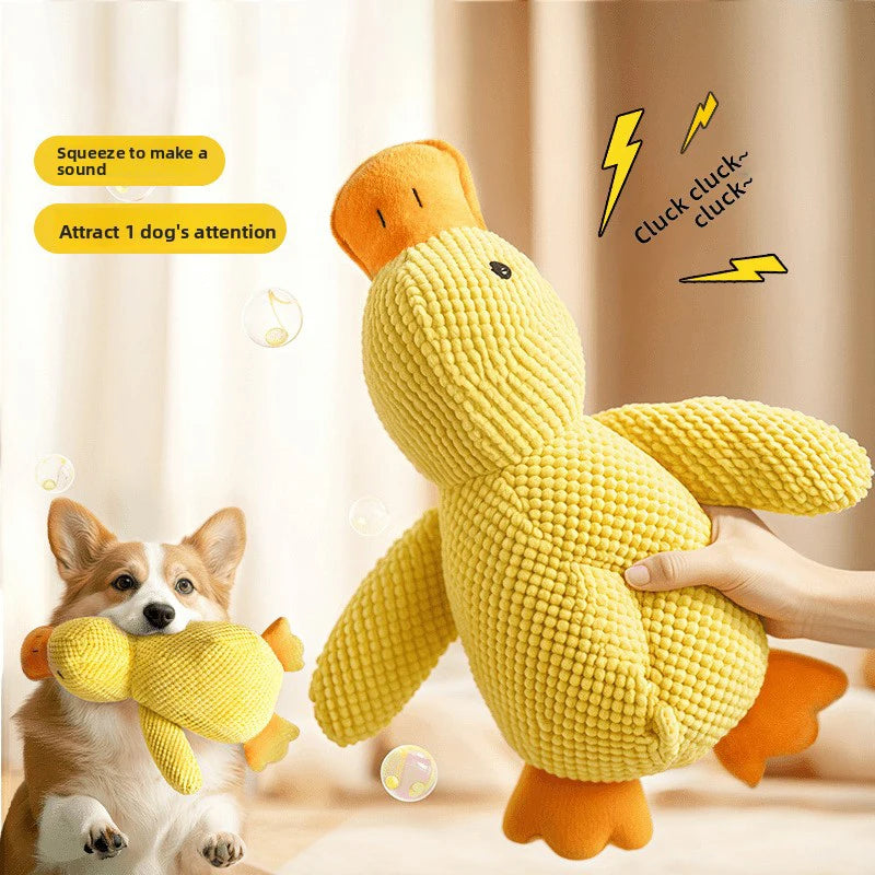 2PCS Squeaky Duck Dog Chew Toy, Durable Pineapple Fabric Interactive Quacking Toy for Dogs Aggressive Chewers