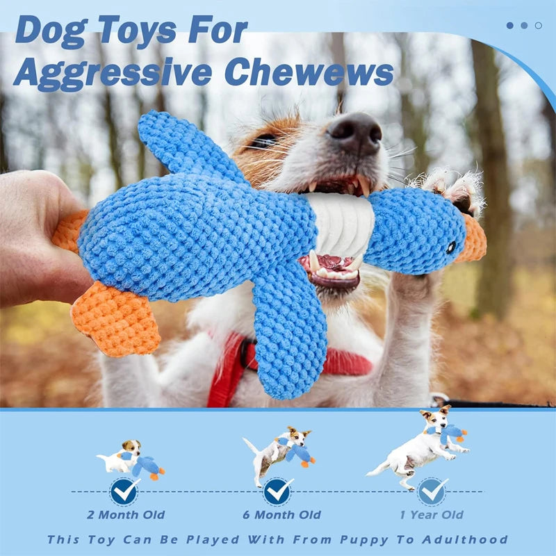 2PCS Squeaky Duck Dog Chew Toy, Durable Pineapple Fabric Interactive Quacking Toy for Dogs Aggressive Chewers