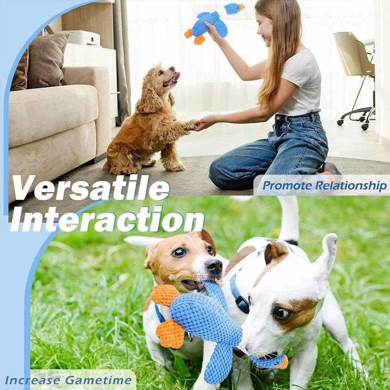 2PCS Squeaky Duck Dog Chew Toy, Durable Pineapple Fabric Interactive Quacking Toy for Dogs Aggressive Chewers