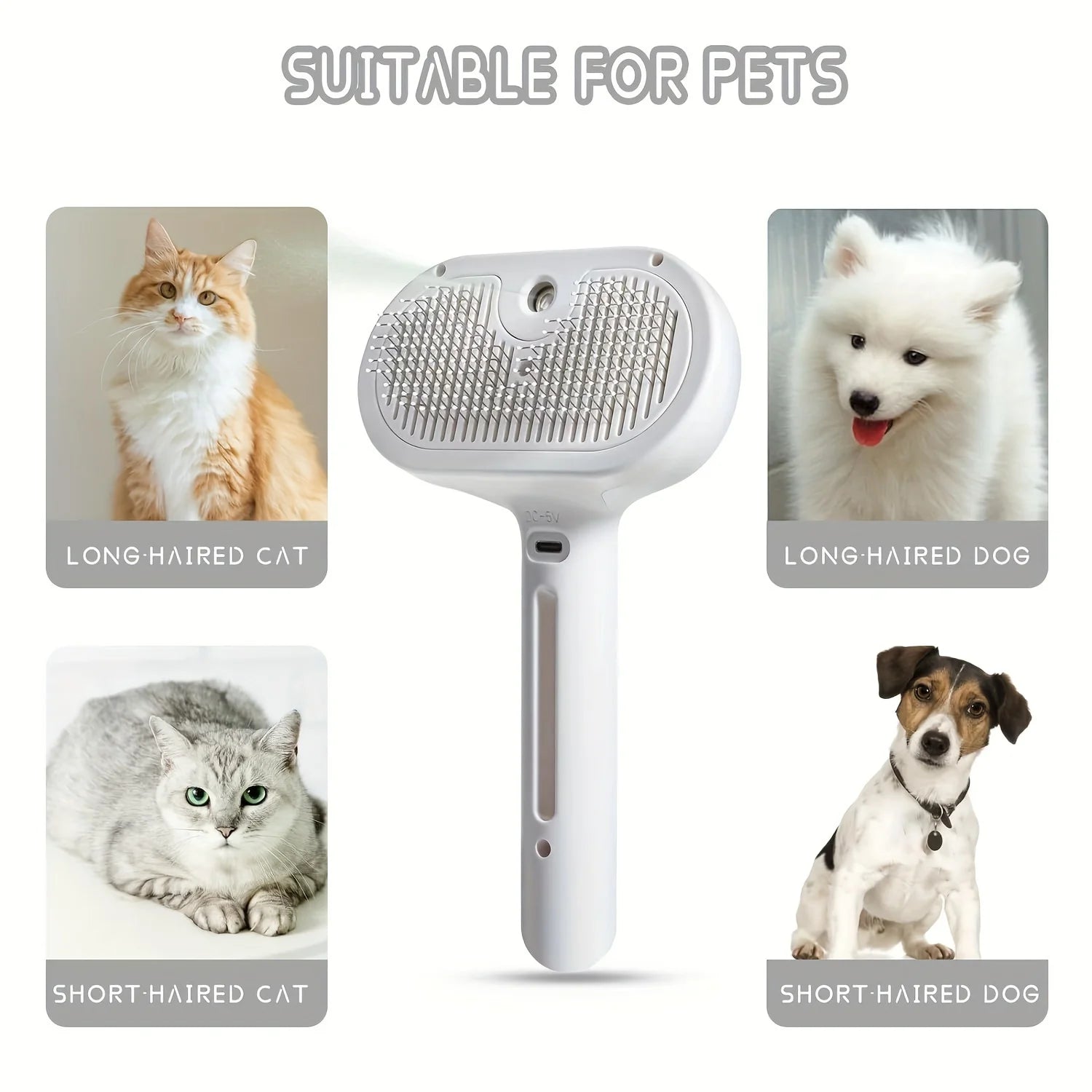 OYES Spray Pet Grooming Brush Self Cleaning Dematting Comb with Water Tank for Dogs & Cats
