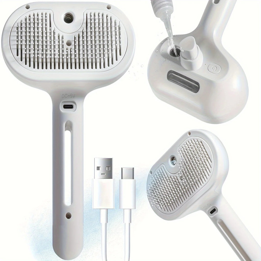 OYES Spray Pet Grooming Brush Self Cleaning Dematting Comb with Water Tank for Dogs & Cats