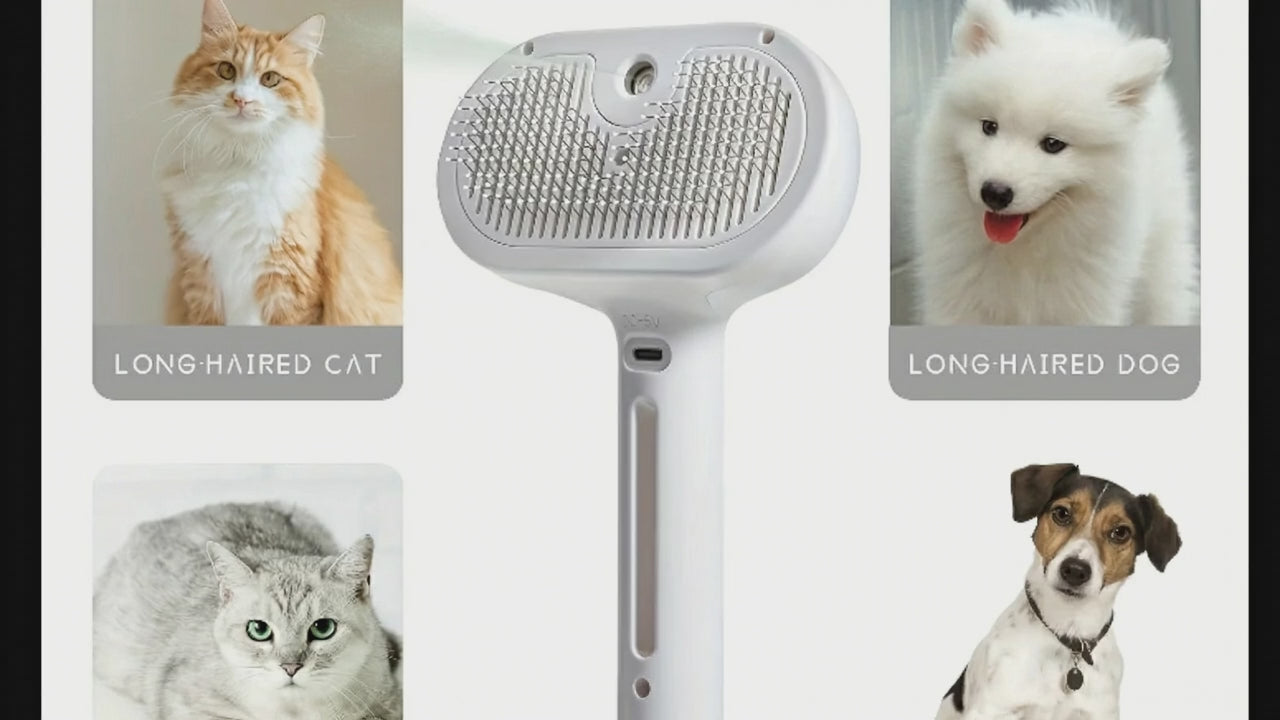 OYES Spray Pet Grooming Brush Self Cleaning Dematting Comb with Water Tank for Dogs & Cats